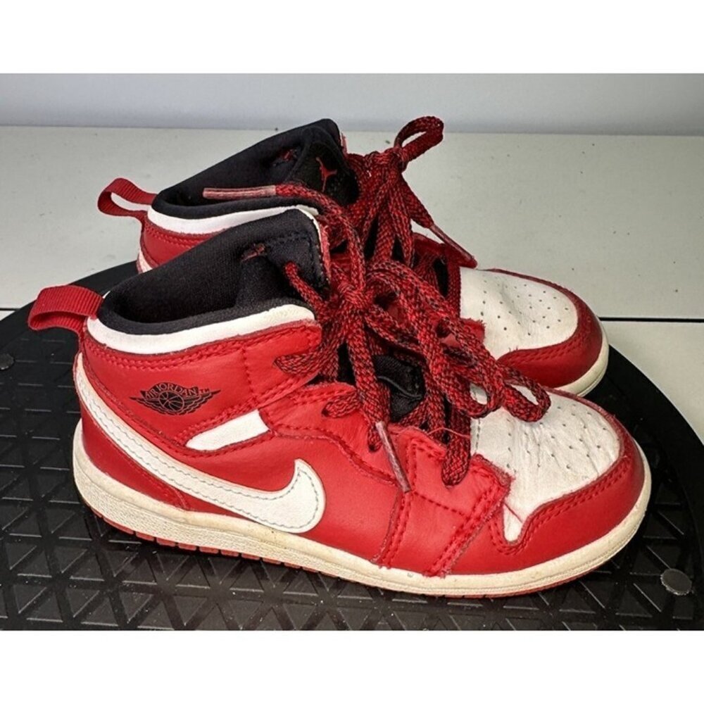 Nike Air Jordan 1 Retro Mid BT 640735-605 Gym Red Black White Size 4C Toddler